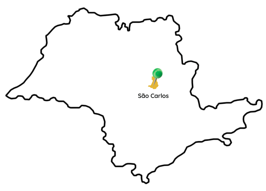 Mapa de São Paulo com São Carlos marcado